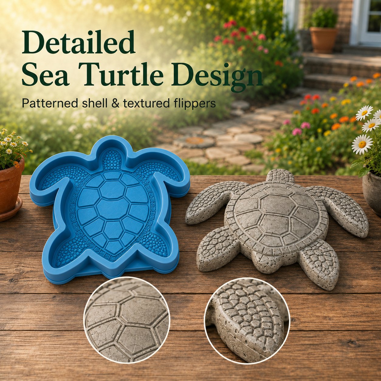 🌊 Reusable Ocean Themed Garden Art Mould | DIY Garden Ornament Mould