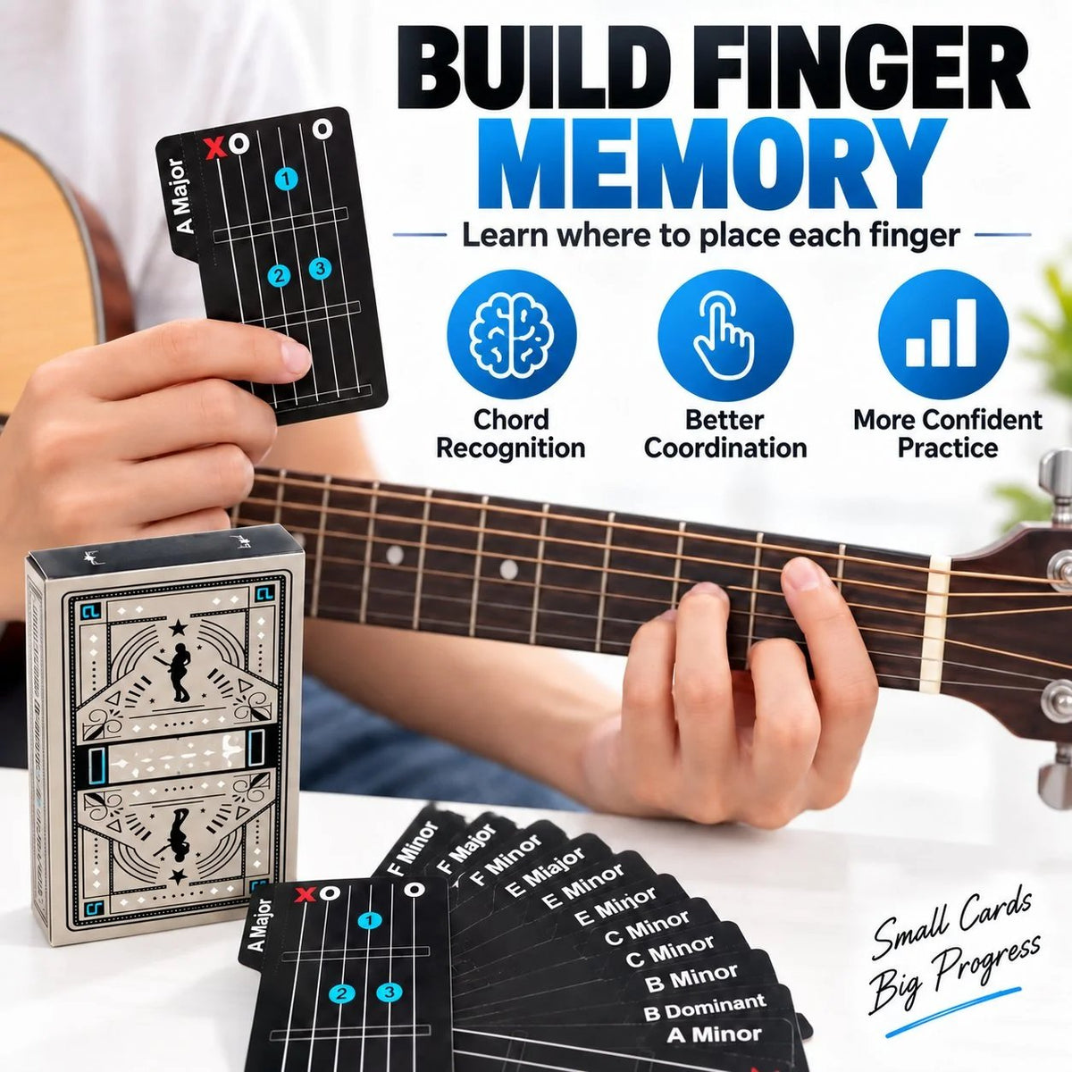 🎸✨15-Piece Guitar Chord Learning Cards