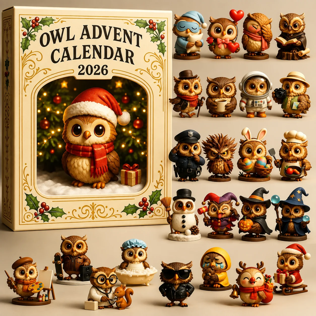 🦉 2026 Owl Advent Calendar | 24‑Day Christmas Countdown With Collectable Owl Figurines Gift