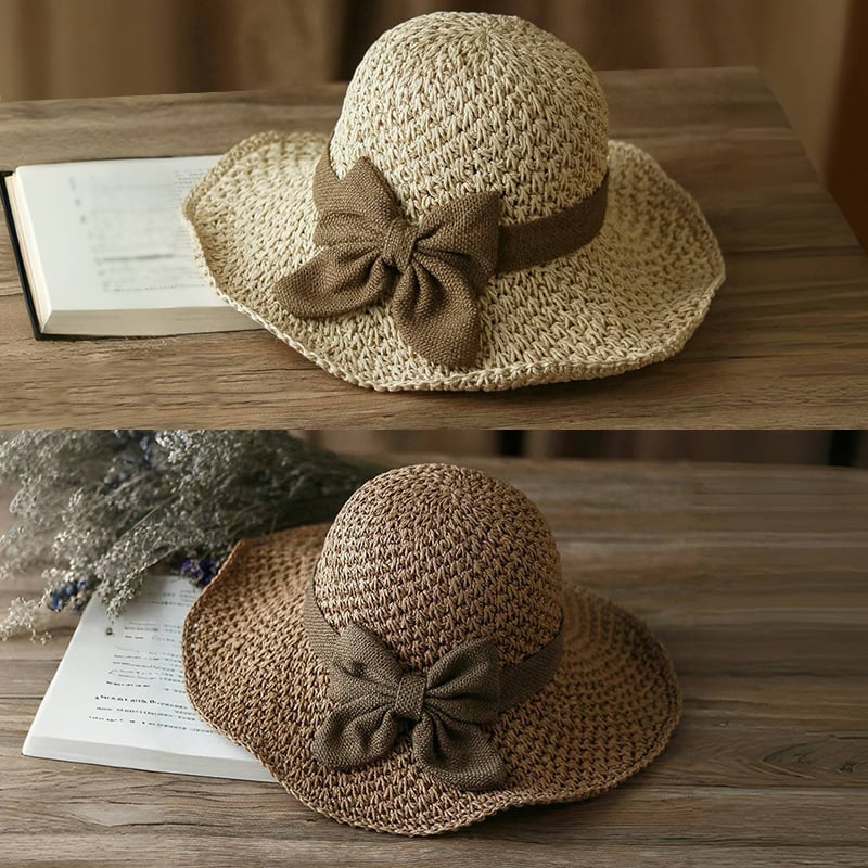 🎀 50% OFF 👒 | Straw hat with a retro bow – Foldable & breathable for summer