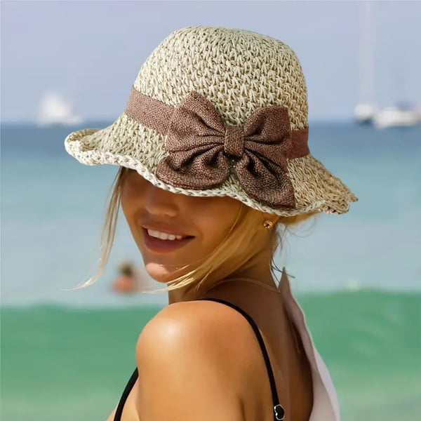 🎀 50% OFF 👒 | Straw hat with a retro bow – Foldable & breathable for summer