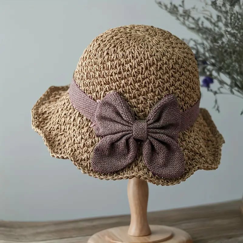 🎀 50% OFF 👒 | Straw hat with a retro bow – Foldable & breathable for summer