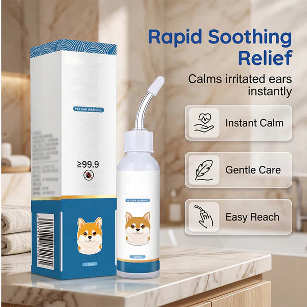 Gentle Pet Ear Cleaning Solution, Soothing Ear Wash Drops For Dogs & Cats, Itch Relief Ear Cleaner For UK Pets