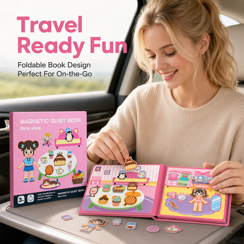 Kids Magnetic Quiet Book | Folding Educational Puzzle Activity Book For Boys & Girls