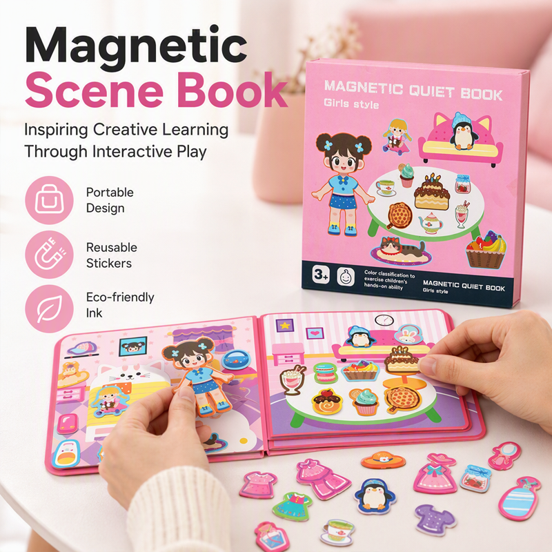 Kids Magnetic Quiet Book | Folding Educational Puzzle Activity Book For Boys & Girls