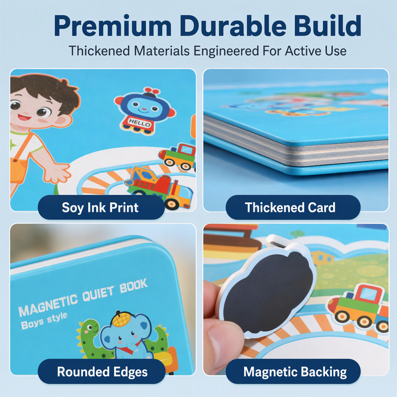 Kids Magnetic Quiet Book | Folding Educational Puzzle Activity Book For Boys & Girls