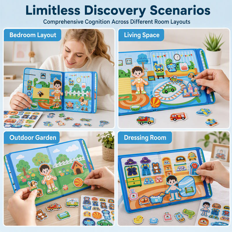 Kids Magnetic Quiet Book | Folding Educational Puzzle Activity Book For Boys & Girls
