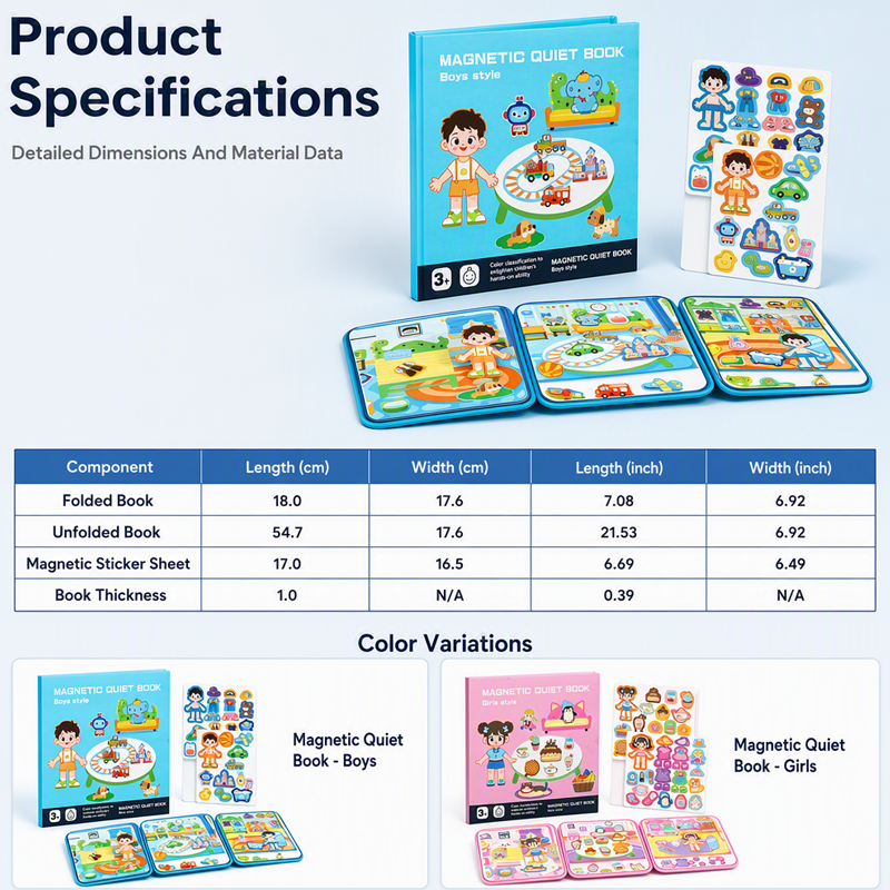 Kids Magnetic Quiet Book | Folding Educational Puzzle Activity Book For Boys & Girls