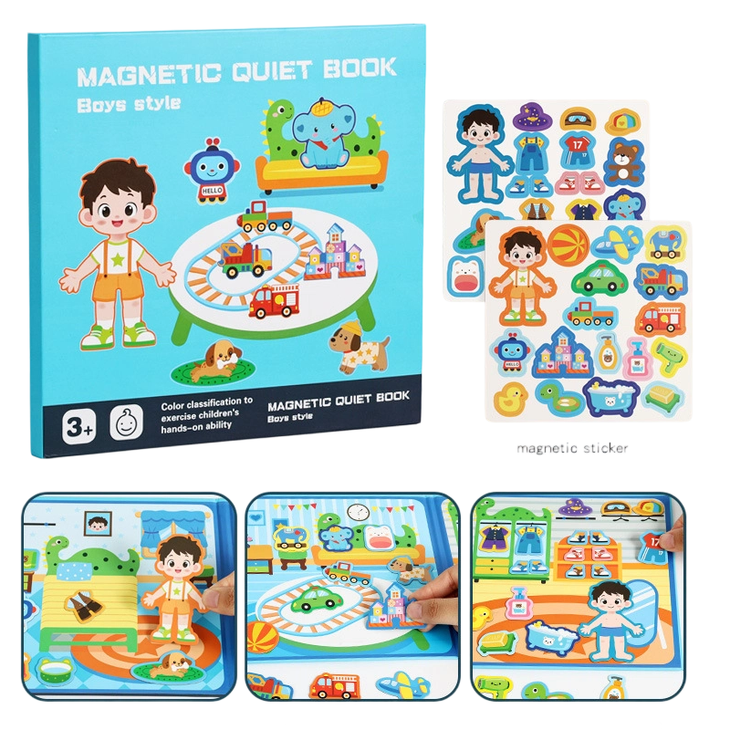 Kids Magnetic Quiet Book | Folding Educational Puzzle Activity Book For Boys & Girls